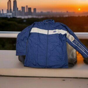 ✅FOX SPORTS Lined Windbreaker Embroidered Logo Mens LAREGE Lightweight Blue Coat